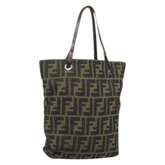 Fendi Pre-owned Tote Bags, female, Brown, Size: ONE SIZE Pre-owned Zucca Canvas Hand Bag