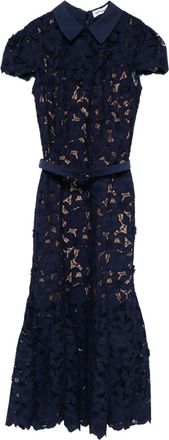 Self Portrait Kanten midi-jurk - Blauw