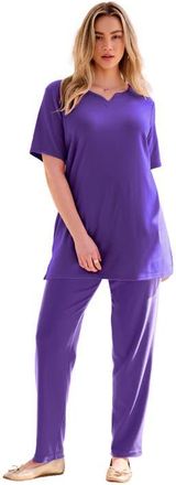 Roaman's Plus Size Soft Knit Tunic With Notch Neckline in Midnight Violet at Nordstrom, Size 6X