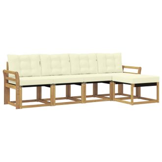 vidaXL Conjunto De Sof&aacute;s De Exterior Con Coj&iacute;n 5 Pcs Blanco Y Crema Vidaxl