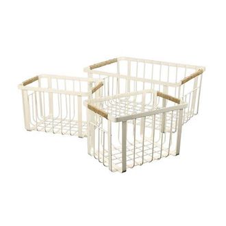 Happimess Henley Vintage Farmhouse Handmade Wire Metal Nesting Storage Baskets with Jute Wrapped Handles in Almond at Nordstrom