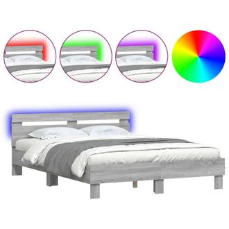 Berkfield Home Bed Frame with LED without Mattress Grey Sonoma 150x200 cm King Size