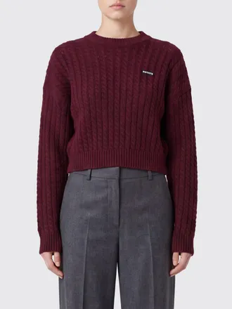 Rotate Maglia girocollo in misto lana e cashmere con logo applicato
