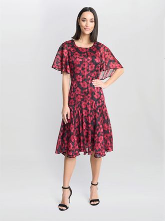 Gina Bacconi Womens Annette Chiffon Dress - Black - Size 20 UK
