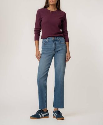 Kut from the Kloth Avery Straight Leg Jeans With Raw Hem In Building Wash