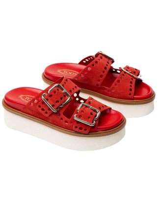 Tod's Perforated Platform Buckle Sandal