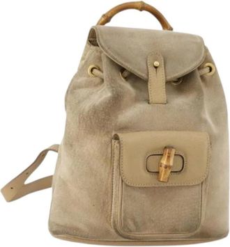 Gucci Pre-owned Backpacks, female, Beige, Size: ONE SIZE Pre-owned Vintage Suede Backpack