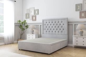 Sloomy Montana Naples Divan Bed Base 4 Drawers - 54 Headboard in Silver | Size: King