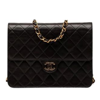Chanel Pre-owned Quilted Lambskin Crossbody Bag - Dames - Pre-owned - Zwart - Maat: ONE Size Zijde