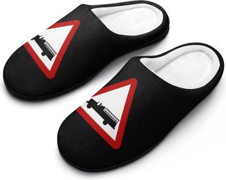 Generic Road Sign Fire Station Funny Mens Slippers Cotton Warm House Shoes Memory Foam Sandals Print Size 7-14