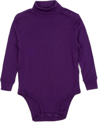 Leveret Cotton Boho Solid Turtleneck Bodysuit in Dark Purple at Nordstrom, Size 12-18M