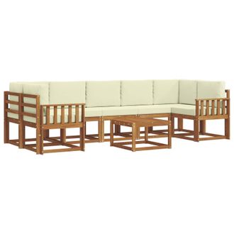 vidaXL Conjunto De Sof&aacute;s De Exterior Con Coj&iacute;n 8 Pcs Natural Y Crema Vidaxl