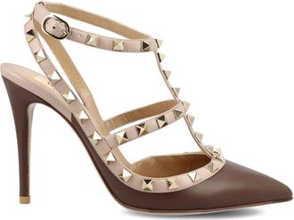 Valentino Garavani 100 mm pumps met studs en hak - Bruin