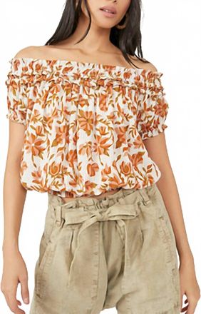 Free People Womens Suki Floral Off The Shoulder Top In In Ivory Combo