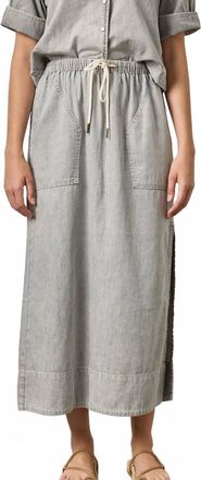 Lilla P Denim Drawcord Skirt In Grey Wash