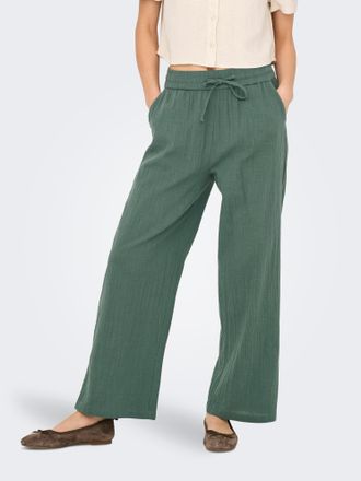 Only Schlupfhose ONLY ONLTIZANA COTTON LOOSE PANTS WVN NOOS, Damen, Gr. XS (34), N-Gr, gr&uuml;n (balsam gr&uuml;n), Web, Obermaterial: 100% Baumwolle, unifarben, re