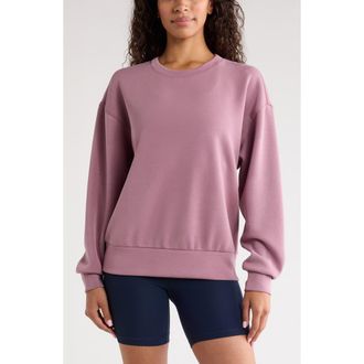 Zella Soft Luxe Boxy Crew Sweatshirt in Purple Shake at Nordstrom, Size Xx-Large
