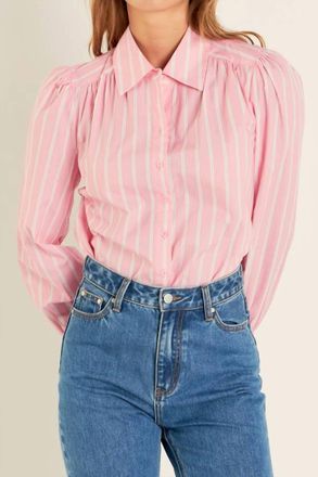 English Factory Button Down Stripe Shirt In Pink Multi