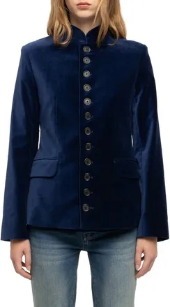 Zadig&Voltaire Vallo Velvet Blazer in Marine at Nordstrom, Size 34