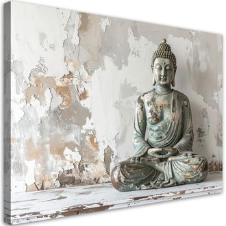 Feeby Cuadro Sobre Lienzo, Buda Zen Spa Sobre Fondo Gris, 120x80