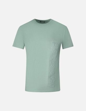 Balmain Womens Balmain Brand Embossed Logo Green T-Shirt - Tan - Size: 10/8