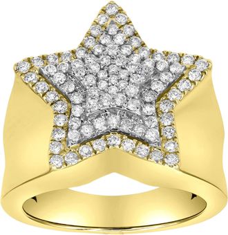 LuvMyJewelry Star Studded Bling 14K Yellow Gold 3 Layered Star Ring - 1.87 Ct