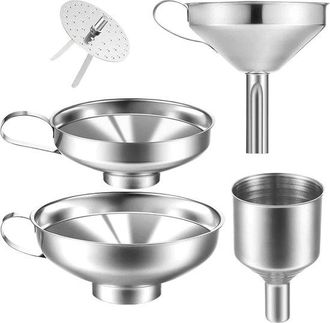 OEM Embudos, Paquete De 4 Embudos De Cocina De Acero Inoxidable, Apto Para Botellas De Vidrio, Frascos De Especias, Para Verter L&iacute;quidos