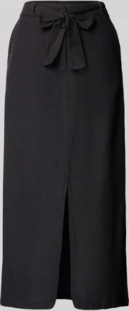 Vila Midirock aus Viskose-Baumwoll-Mix mit Leinen-Anteil Modell PRISILLA in Black, Gr&ouml;&szlig;e 34