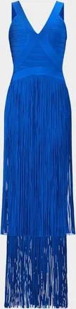 H&eacute;rve L&eacute;ger The Brigitte Bandage Tiered Fringe Gown