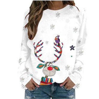 Generic Womens Christmas Tops Long Sleeve Sweatshirts Ladies Xmas Tops Sparkly Wine Glass Shirts Casual Merry Chirtsmas Blouse Funny Xmas Graphic Print Jumper