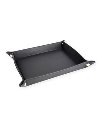 Royce Leather Monogrammed Large Catchall Leather Valet Tray, Personalized