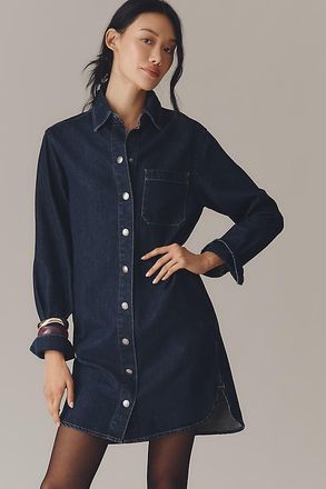 DL1961 Faye Long-Sleeve Denim Mini Shirt Dress