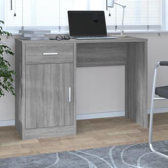 Berkfield Home Desk with Drawer&Cabinet Grey Sonoma 100x40x73 cm Engineered Wood | Size: 100 x 40 x 73 cm