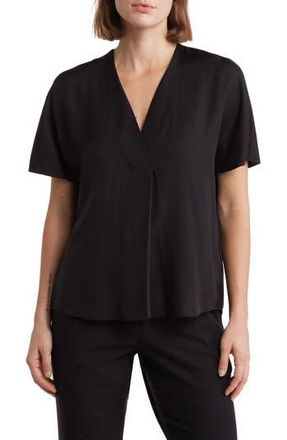 Vince Front Pleat Silk Blend Blouse in Black at Nordstrom Rack, Size Medium
