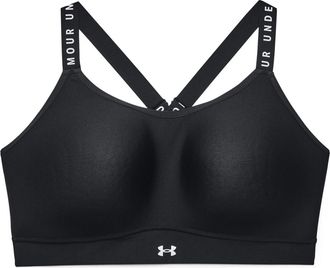 Under Armour Womens Infinity Mid Impact Bra, (001) Black/Black/White, 1X