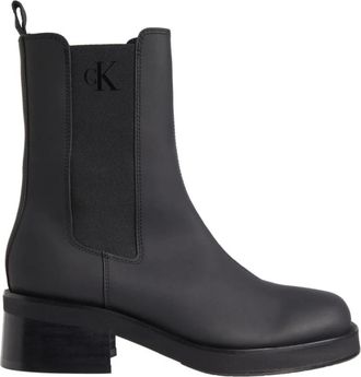 Calvin Klein Jeans Zwarte Biker Chelsea Enkellaarzen - Dames - Chelseaboots - Zwart - 37 EU - Leer - Schoenen
