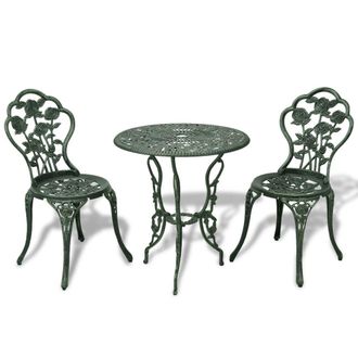 vidaXL Vidaxl - Mesa Y Sillas Bistr&oacute; De Jard&iacute;n 3 Piezas Aluminio Fundido Verde