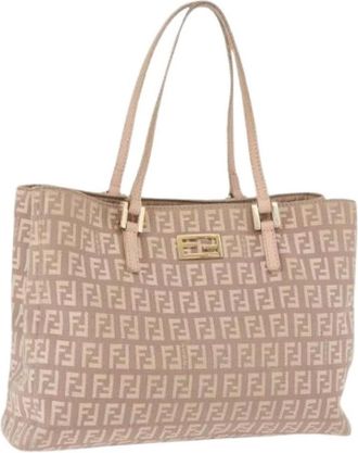Fendi Pre-owned Vintage Zucchino Canvas Hand Bag - Dames - Vintage Shopper - Beige - ONE Size - Leer - Vintage