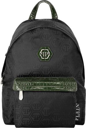 Plein Sport Nylon Backpack Monogram - Heren - Rugtassen - Zwart - ONE Size - Nylon - Fitness