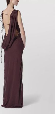 Andamane silk blend draped floor length open back dress