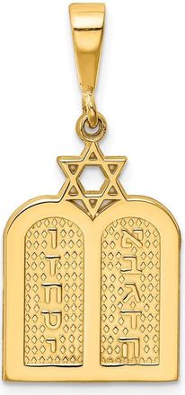 Diamond2Deal 14k Yellow Gold Polished 10 Commandment Tablets Star Of David Charm