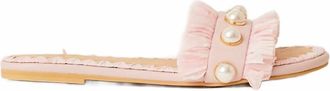 BTB Los Angeles Womens Valentina Fringe Slide In Petal