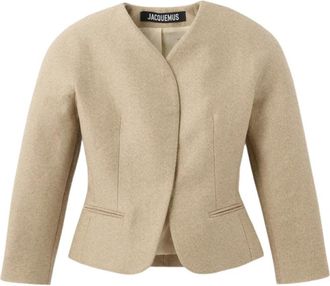 Jacquemus Blazers, female, Beige, Size: 2XS Ovalo Jacket