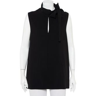 Joseph Black Crepe Neck Tie Detail Sleeveless Noon Top