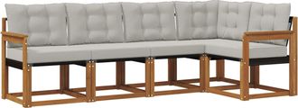 vidaXL Conjunto De Sof&aacute;s De Exterior 5 Uds. Gris Natural Y Claro Vidaxl
