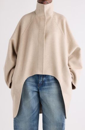 Alaia Asymmetric Double Face Cashmere Coat in Beige at Nordstrom, Size 40