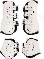 OEM Protectores De Tendones Delanteros Ajustables Y Transpirables Para Caballos, Con Abertura Frontal Para Salto, Color Blanco, Talla Mediana