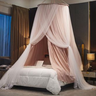 OEM Cortina De Cama Con Dosel Para Ni&ntilde;as Y Adultos, Lujosas Cortinas De Cama De Doble Capa, Doseles De Red, Mosquitera De Ensue&ntilde;o, Dosel De Cama Redondo D