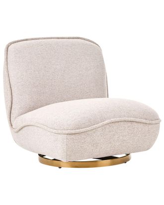 Beliani Poltrona Girevole Rivestimento In Tessuto Base In Acciaio Dorato Senza Braccioli Seduta Spessa Beige Muren