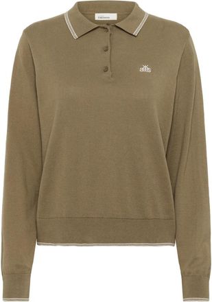 Karen by Simonsen Sportieve Polo Trui Caribou - Dames - V-hals truien - Groen - S - Katoen - Truien & Vesten